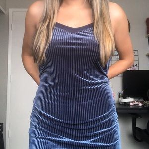 Navy Blue Velvet Dress